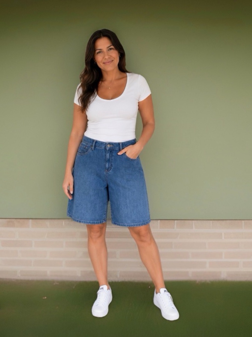 Sonoma Life + Style Denim Bermuda Shorts Womens Sz 12 Cotton Blend 11” Inseam